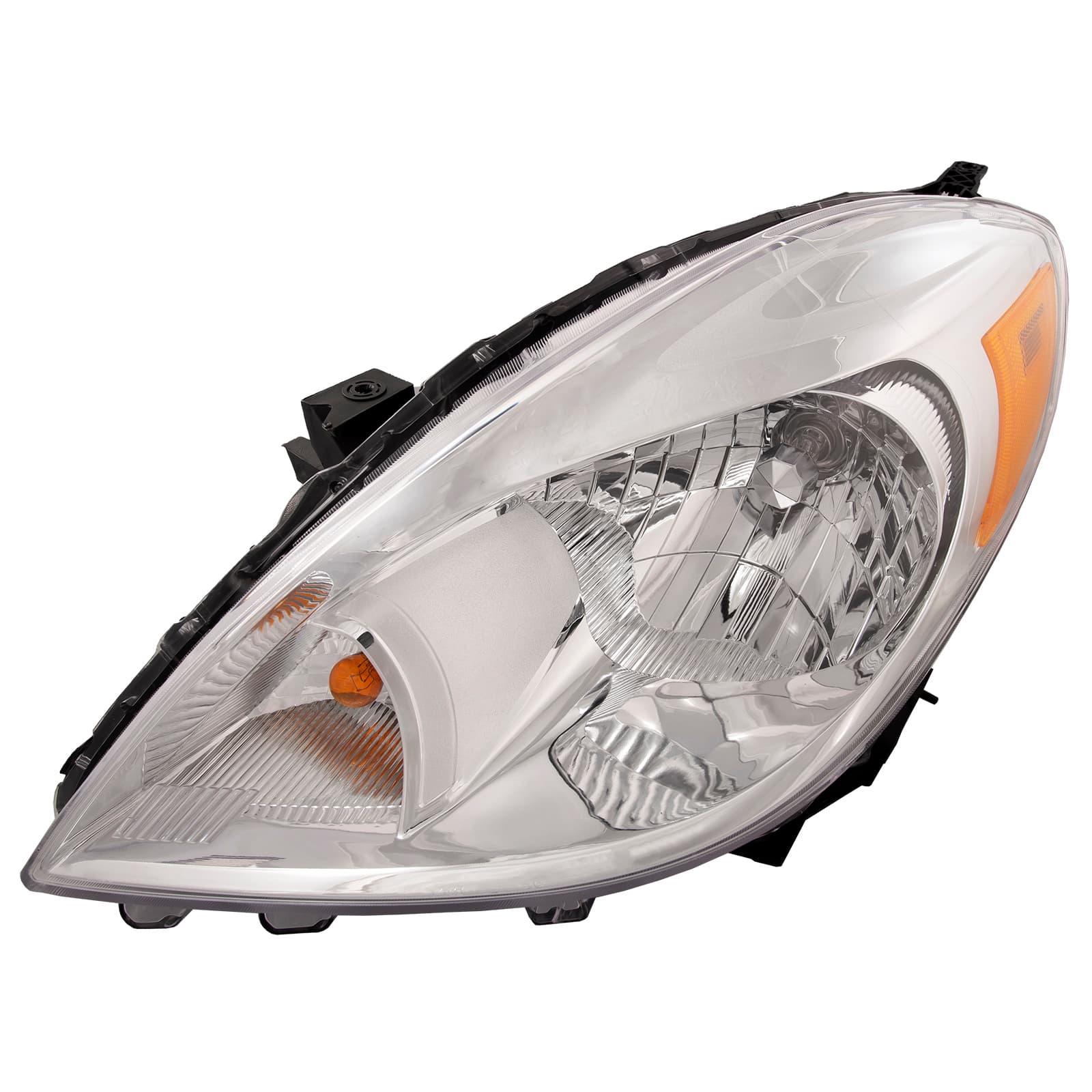 Headlight Compatible with Nissan Versa 2012-2014 Sedan Left Driver Side Halogen Headlamp with Chrome Housing and Bulb