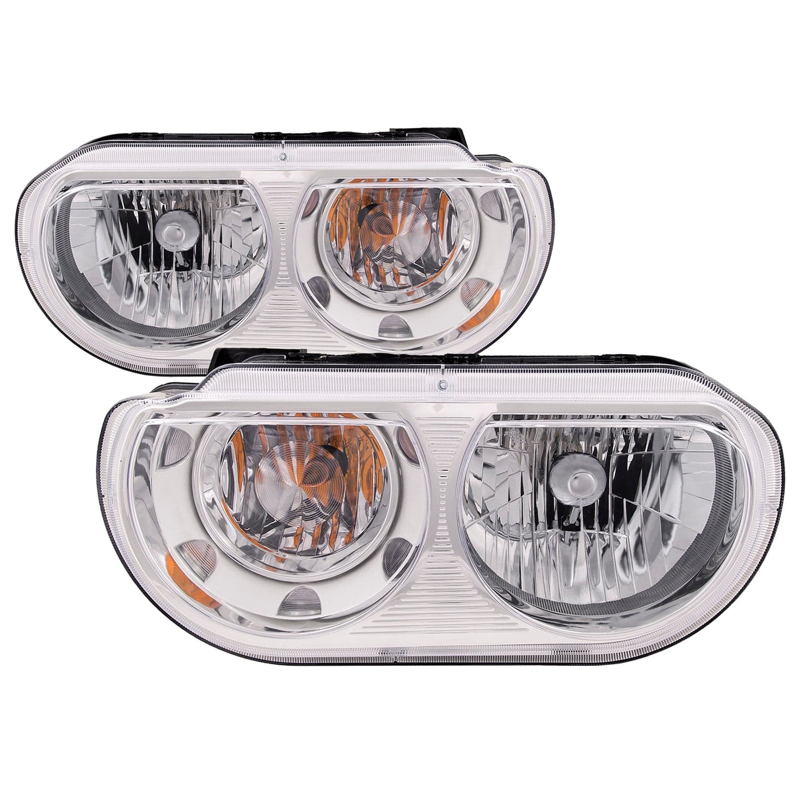 2008-2014 Dodge Challenger Halogen Headlights Set Driver Left Passenger Right Headlamp Pair Assembly