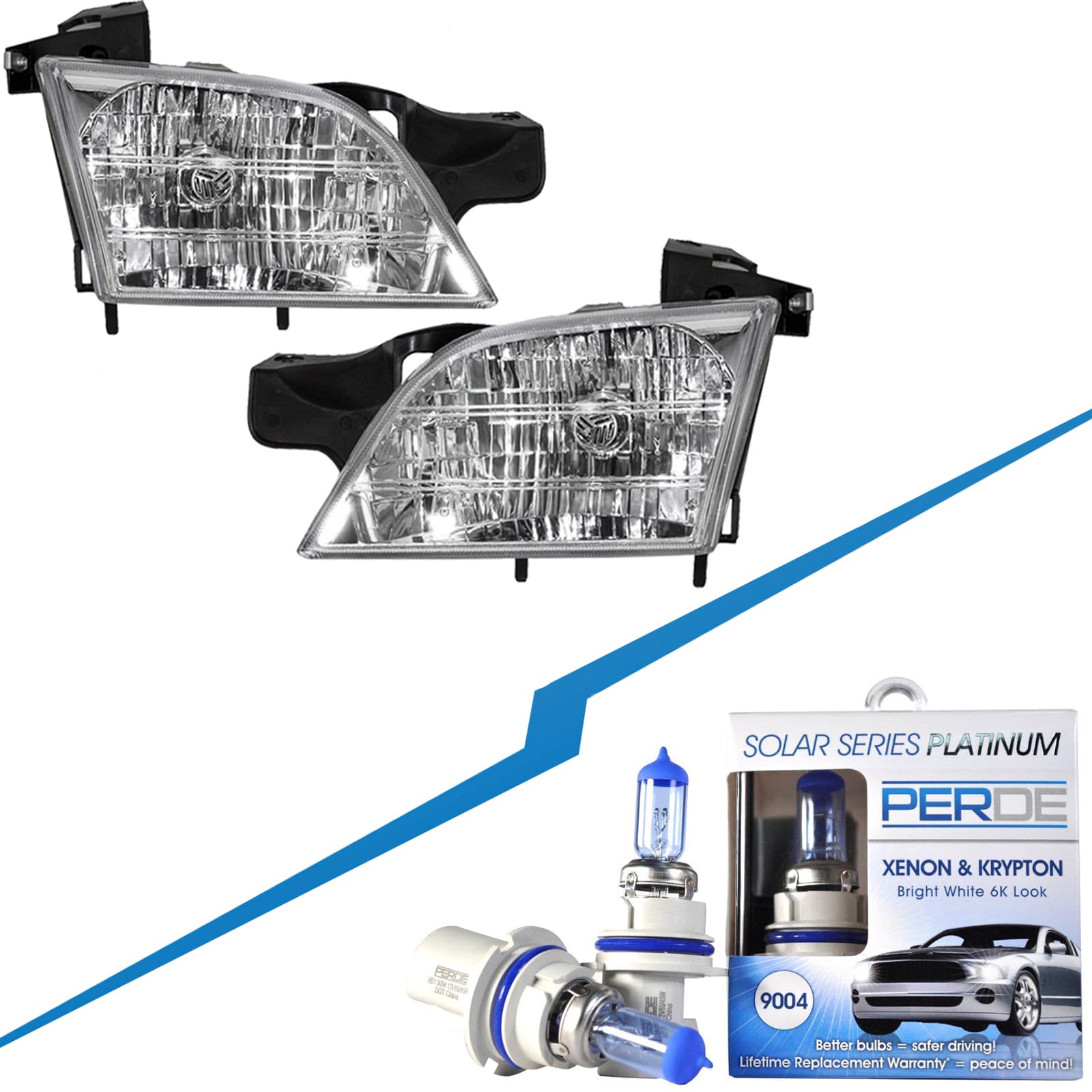 Halogen Headlights Set w/Xenons Driver Left Passenger Right Pair Fits 1997-2005 Venture/Montana/Silhouette/TransSport