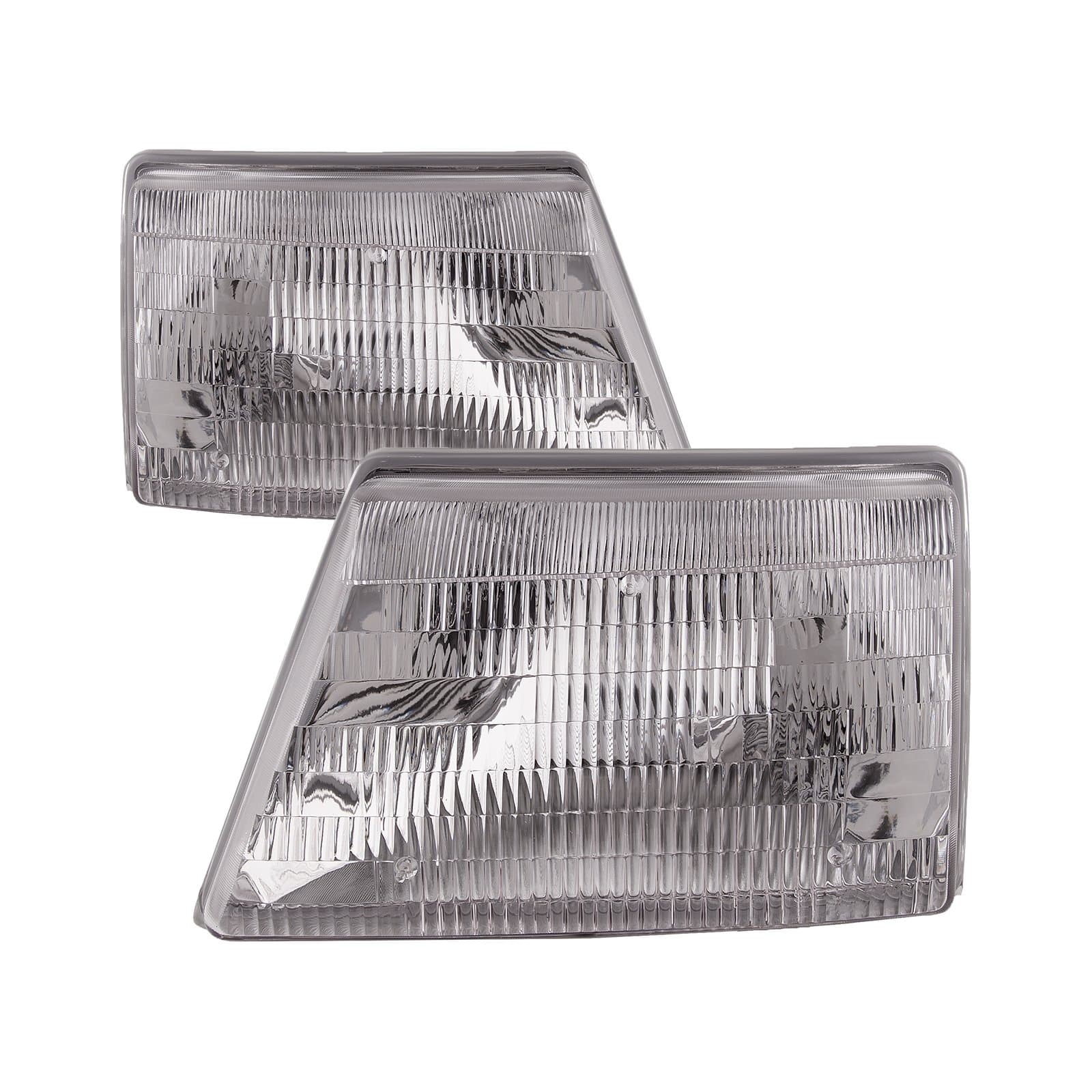 1998-2000 Ford Ranger Headlights Halogen Chrome Left Driver Right Set Passenger Pair Fits 1998-2000 Ford Ranger