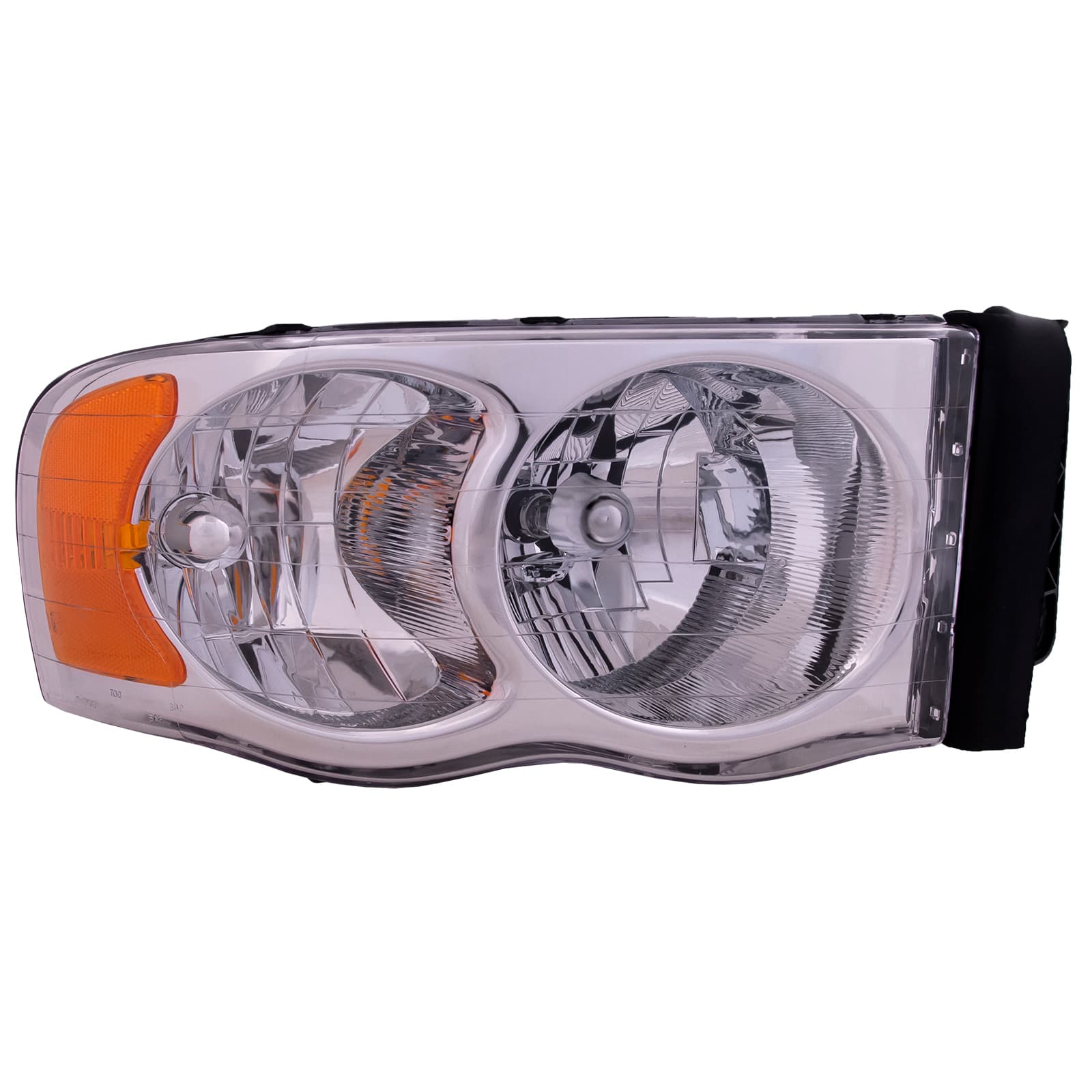 2002-2005 Dodge Ram Headlight Halogen Chrome Right Passenger Fits 2002-2005 Dodge Ram 1500/2003-2005 Dodge Ram 2500-3500