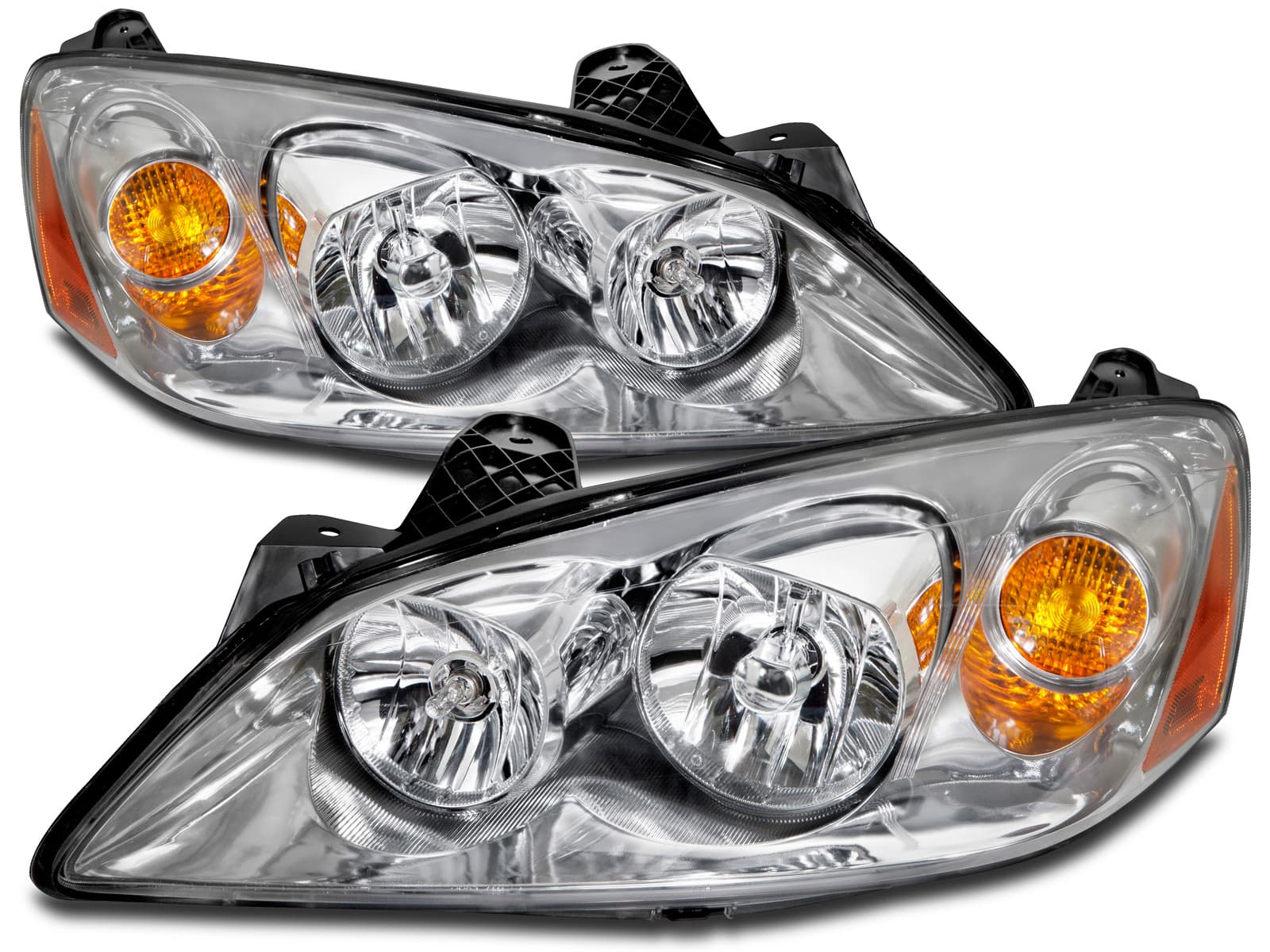 PERDE Compatible with Pontiac G6 Halogen Chrome Headlights Pair Set w/Performance Lens