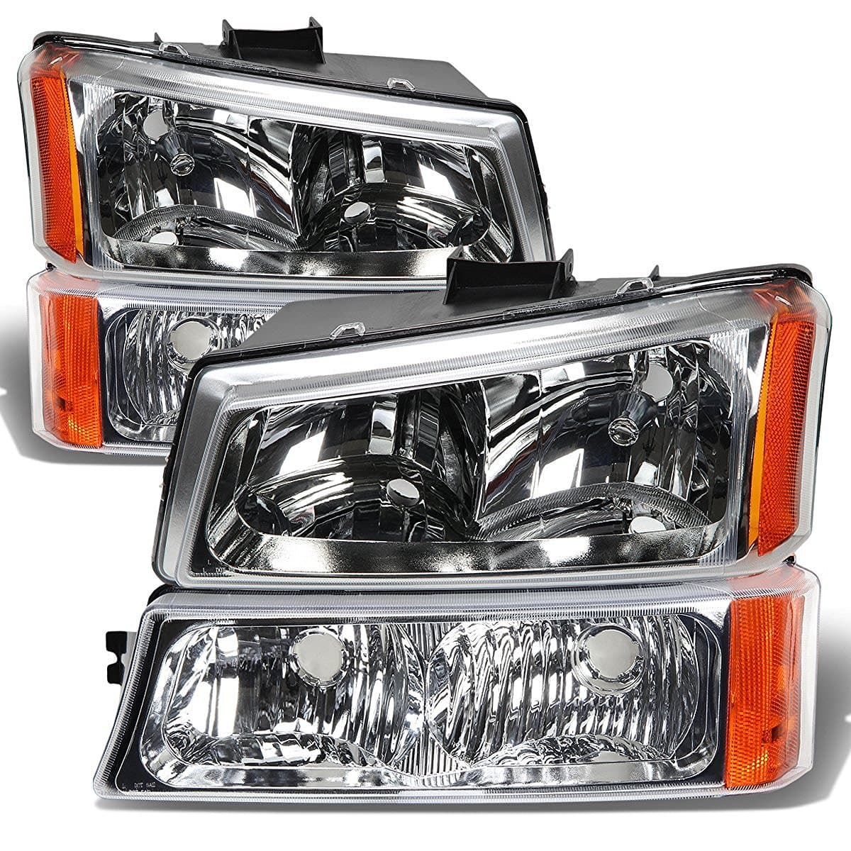 Headlights Depot Chevrolet Silverado/Avalanche Headlights (Set; Chrome)
