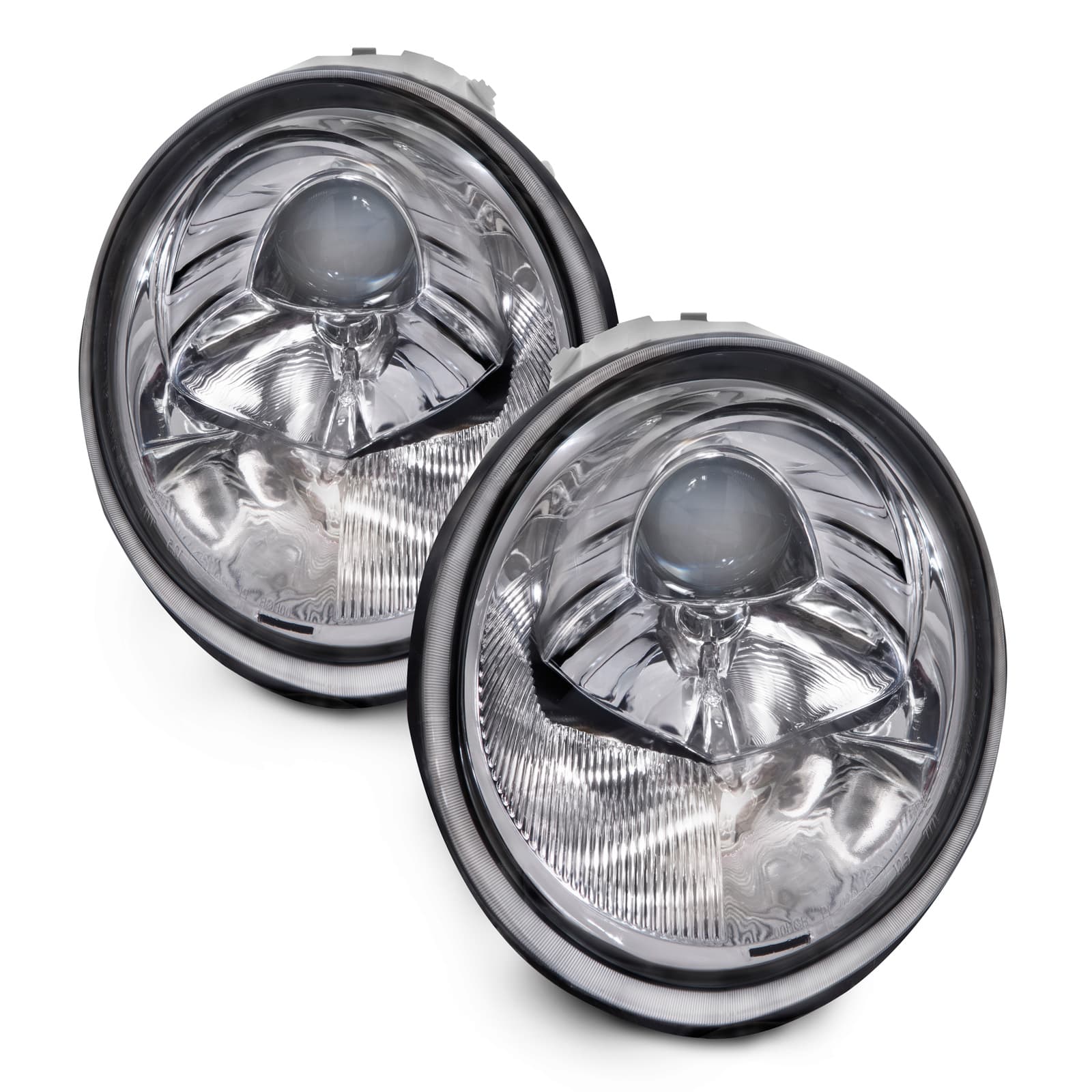 Headlights Fits Volkswagen Beetle 1998-2005 Includes Left Driver and Right Passenger Side Chrome Housing Halogen Headlamps