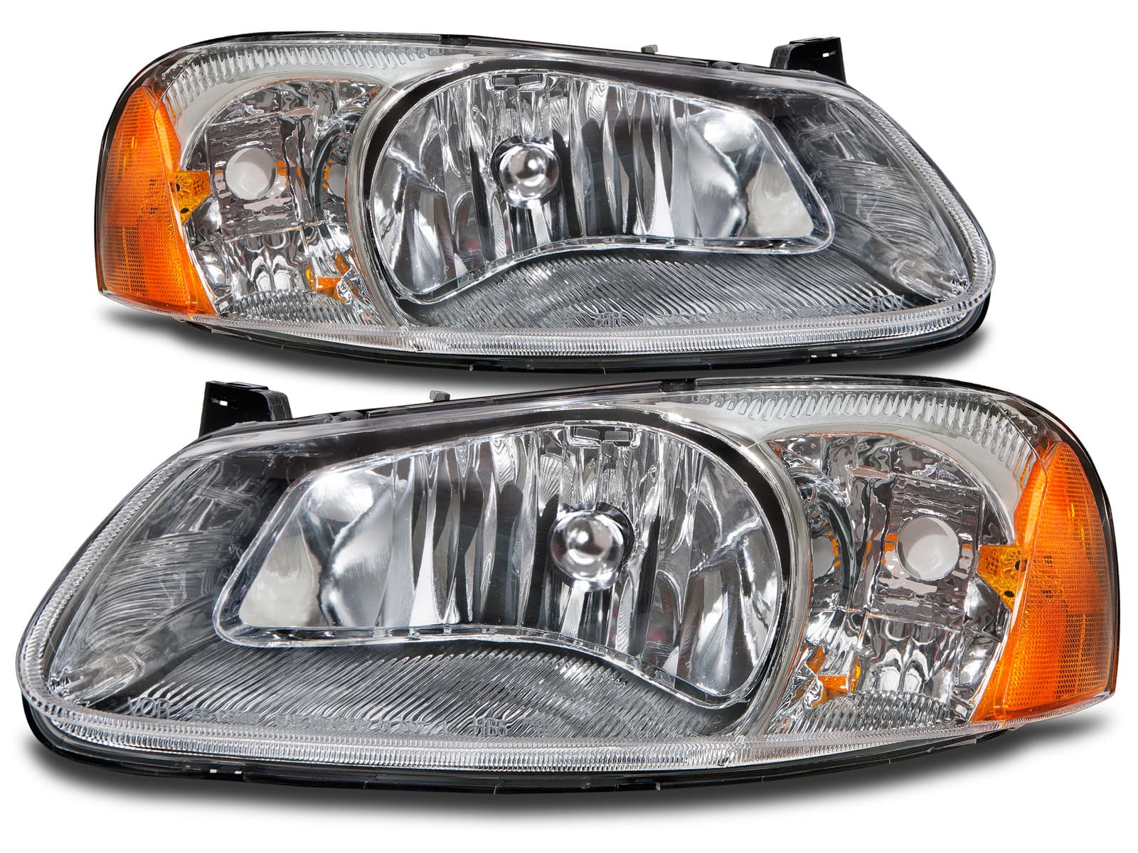 2001-2003 Chrysler Sebring Headlights Set Halogen Chrome Housing Assembly Fits 2001-2003 Chrysler Sebring 4-Door Sedan/Convertible/2001-2006 Dodge Stratus 4-Door