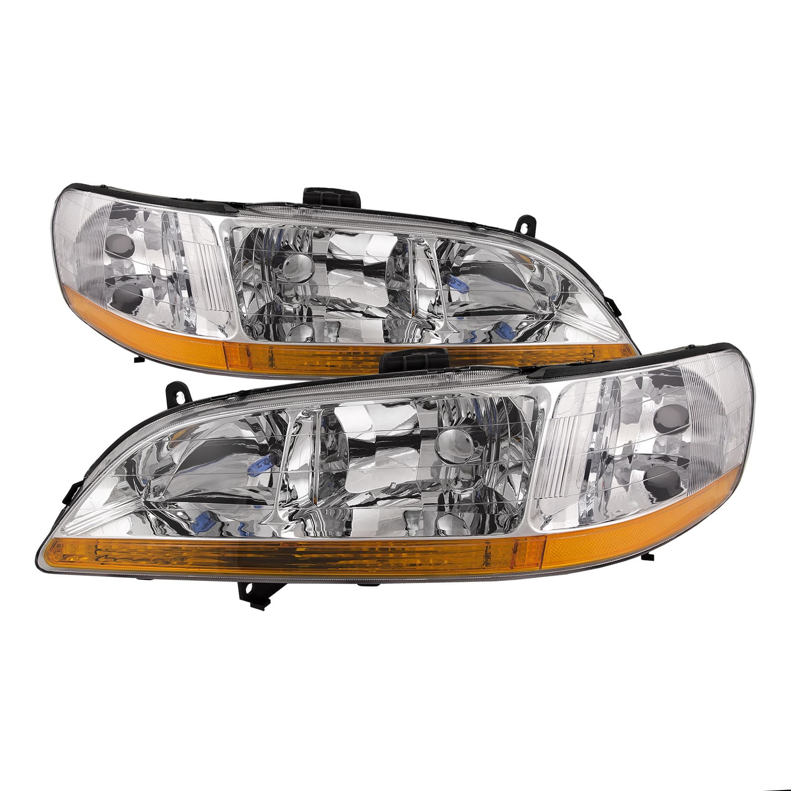 2001-2002 Honda Accord Headlights Chrome Housing Halogen Set Driver Left Passenger Right Pair Fits 2001-2002 Honda Accord