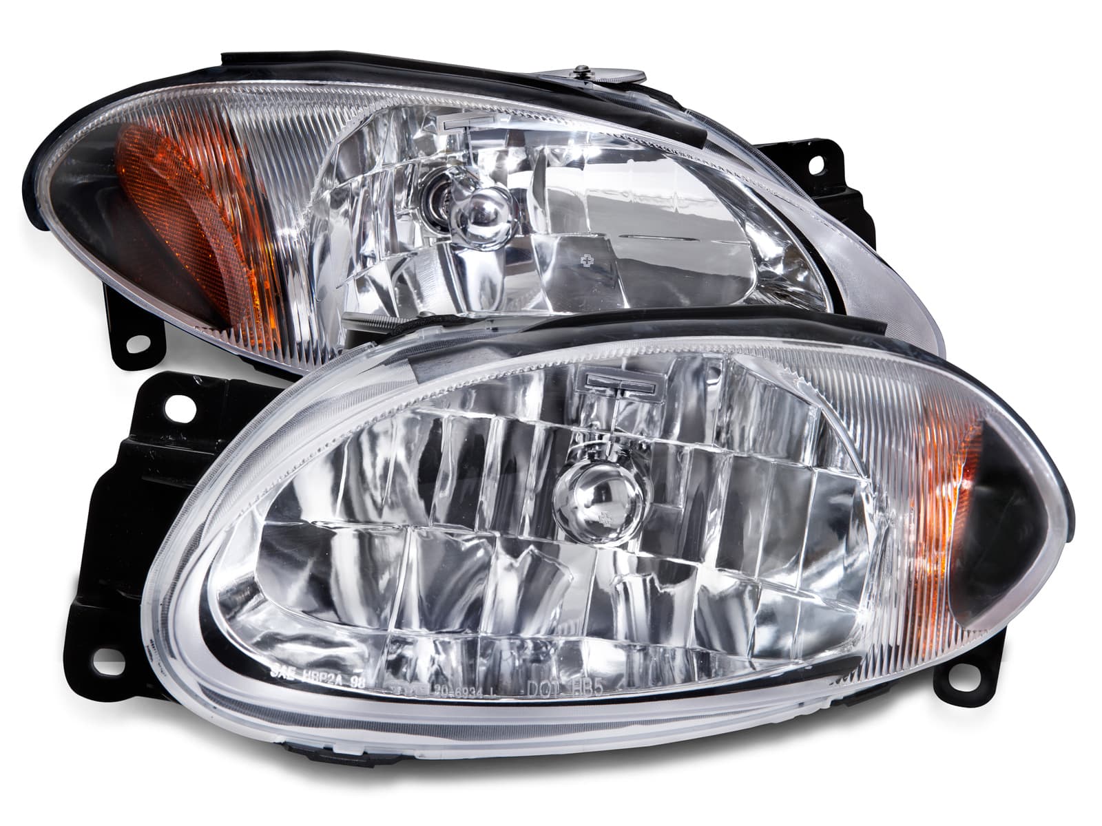 1998-2003 Ford Escort Headlights Pair Fits 1998-2003 Ford Escort ZX2 Coupe Halogen Left Driver and Right Passenger Side Headlamps
