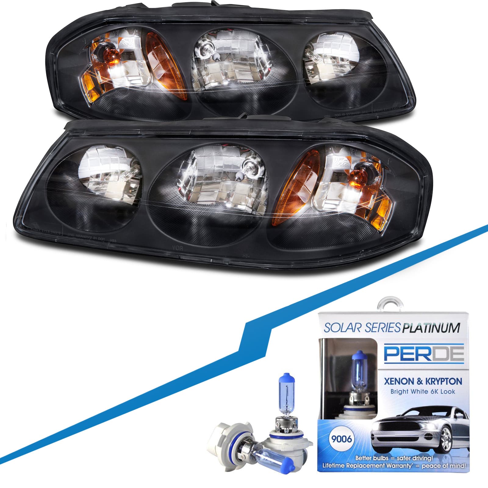 2004-2005 Chevrolet Impala (Built after 2/6/04) Headlights Set w/Xenon-Type Halogen Bulbs