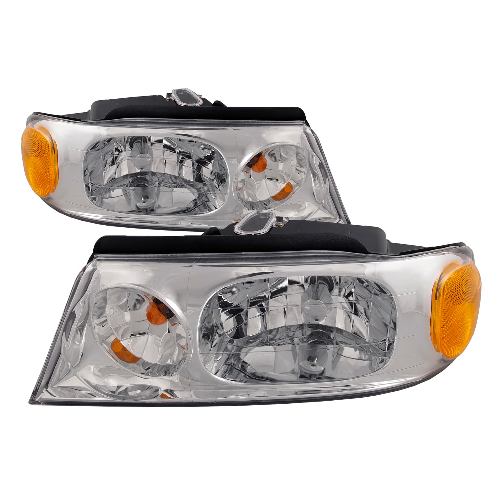 Headlights Fits Lincoln Blackwood Navigator Includes Left Driver and Right Passenger Side Chrome Housing Halogen Headlamps