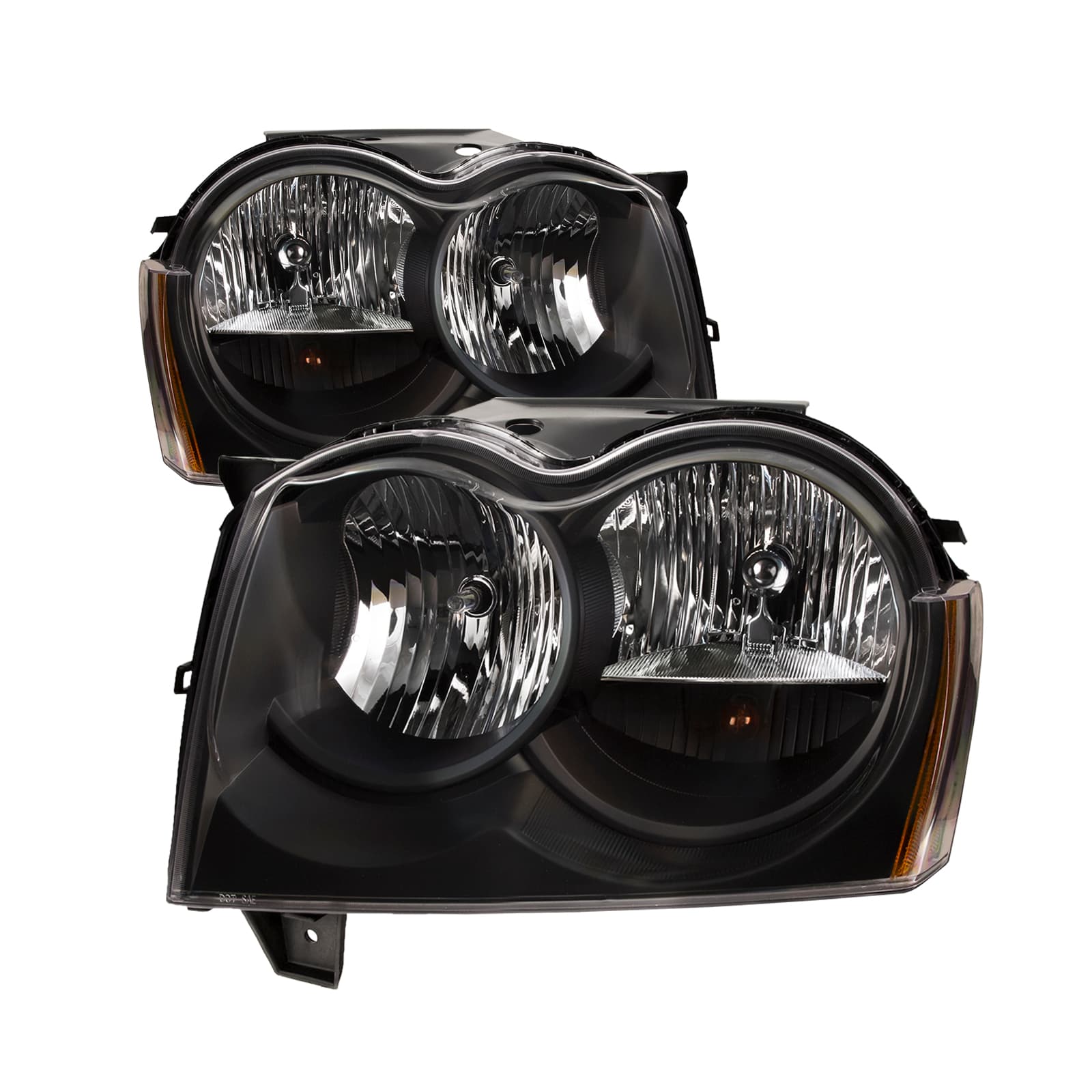 2005-2007 Jeep WK Grand PERDE 05-07 Jeep WK Grand Cherokee OE Style Headlights (Set; Halogen; Black)