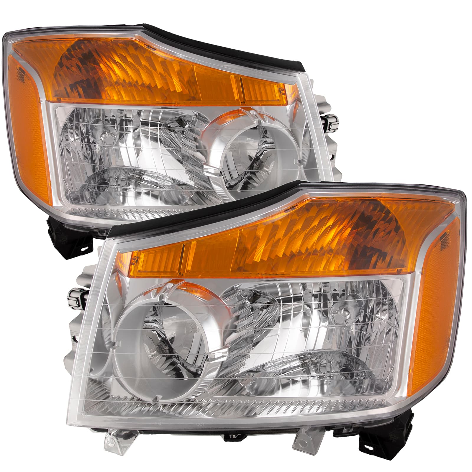 2008-2015 Nissan Titan Headlights Halogen w/Amber Set Driver Left Passenger Right Pair Fits 2008-2015 Nissan Titan