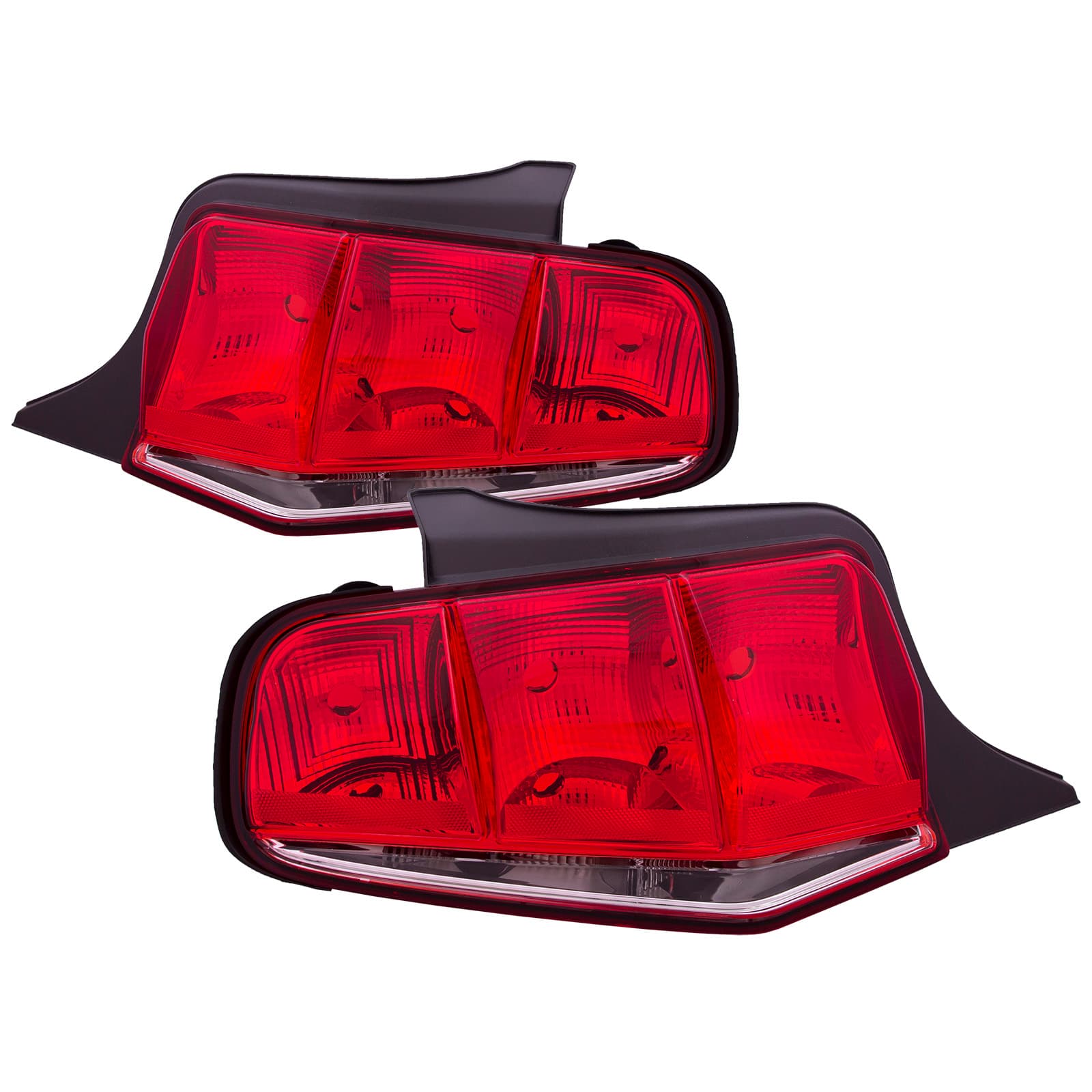 Headlights Depot 10-12 Mustang Tail Lights (Set; Red; Clear Lens)