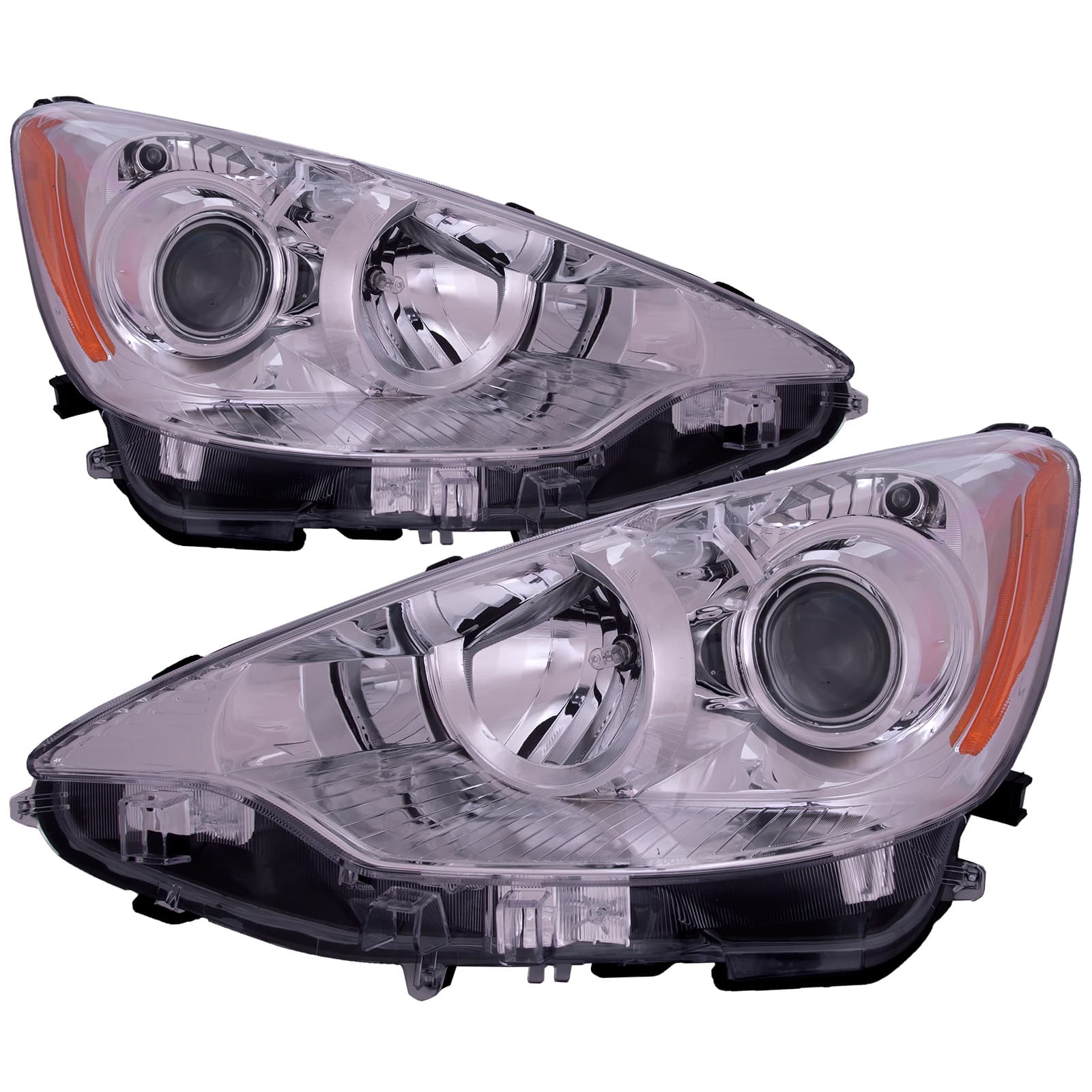 2012-2014 Toyota Prius C Headlights Set Halogen Left Driver Right Passenger Fits 2012-2014 Toyota Prius C