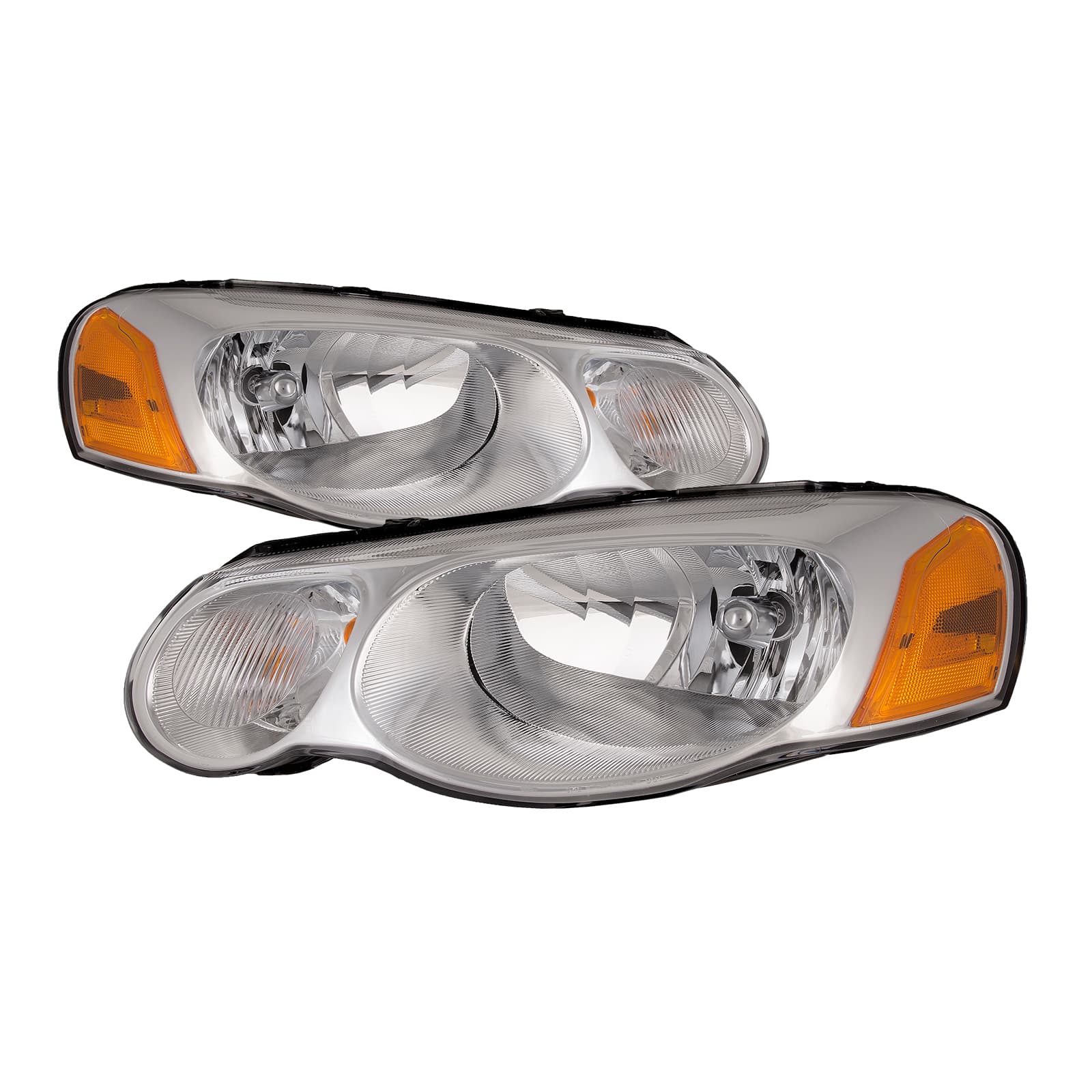 2004-2006 Chrysler Sebring Headlights Set Halogen Chrome Fits 2004-2006 Chrysler Sebring Sedan/Convertible