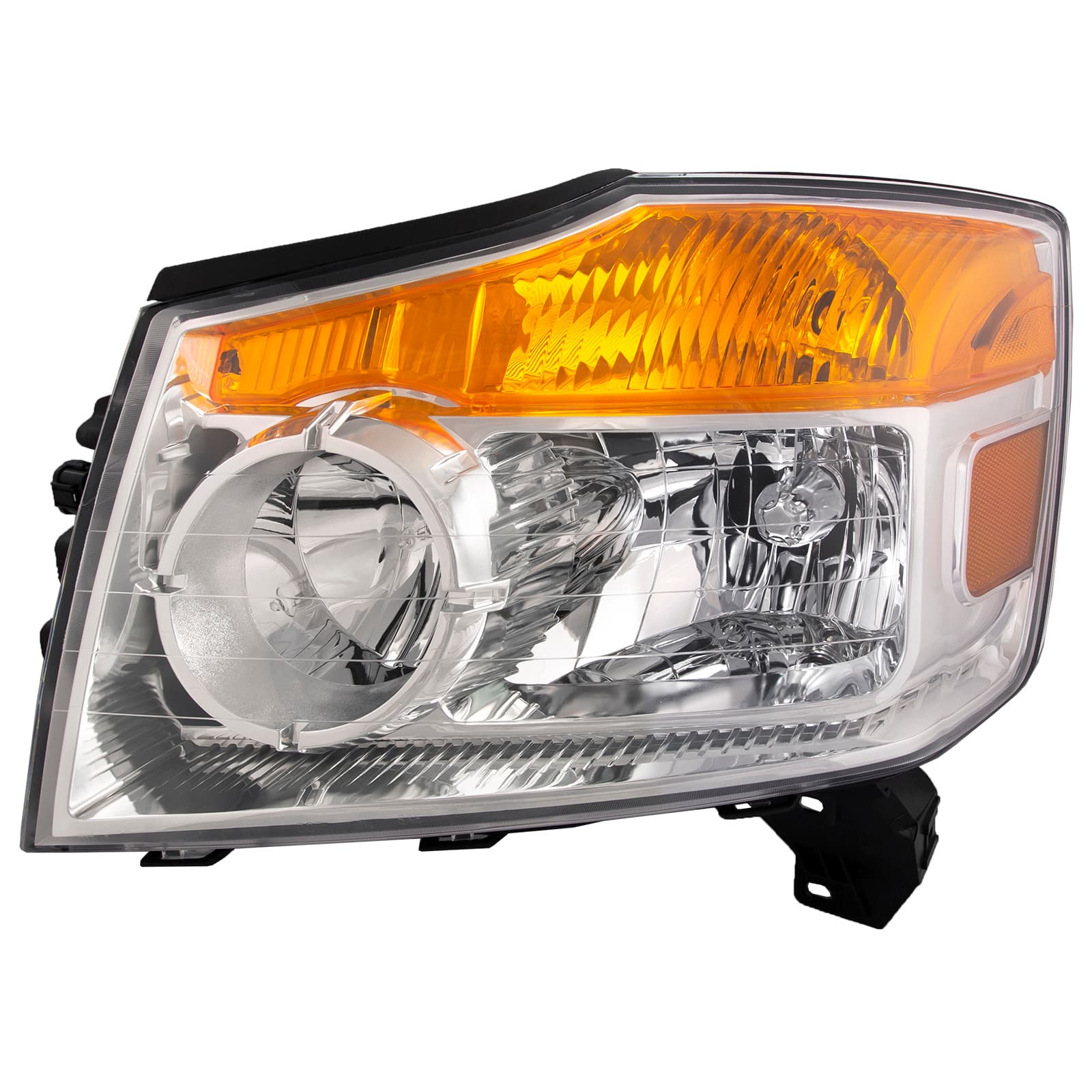 2008-2015 Nissan Armada Headlight Driver Left Halogen Chrome Housing w/Amber Signal Assembly