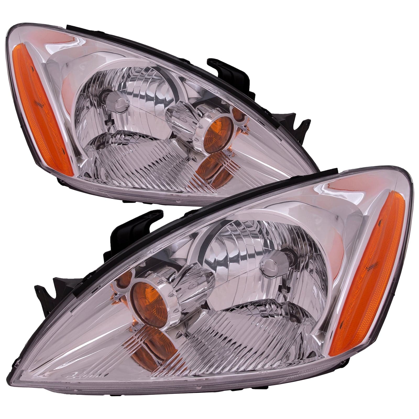 2004-2007 Mitsubishi Lancer Headlights Set Fits 2004-2007 Mitsubishi Lancer Chrome Passenger And Driver Side