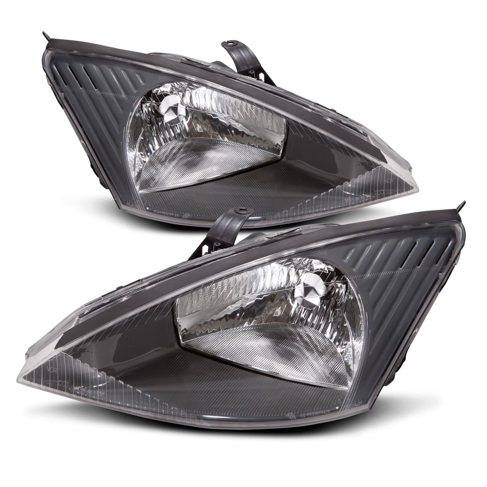 2003-2004 Ford Focus Headlights Set Halogen w/Gray Bezel Driver Left Passenger Right Pair Fits 2003-2004 Ford Focus