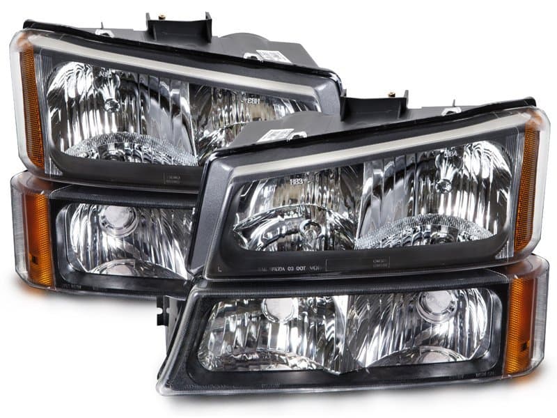 Headlights Depot Chevrolet Silverado/Avalanche Headlights (Set; Black Bezel)