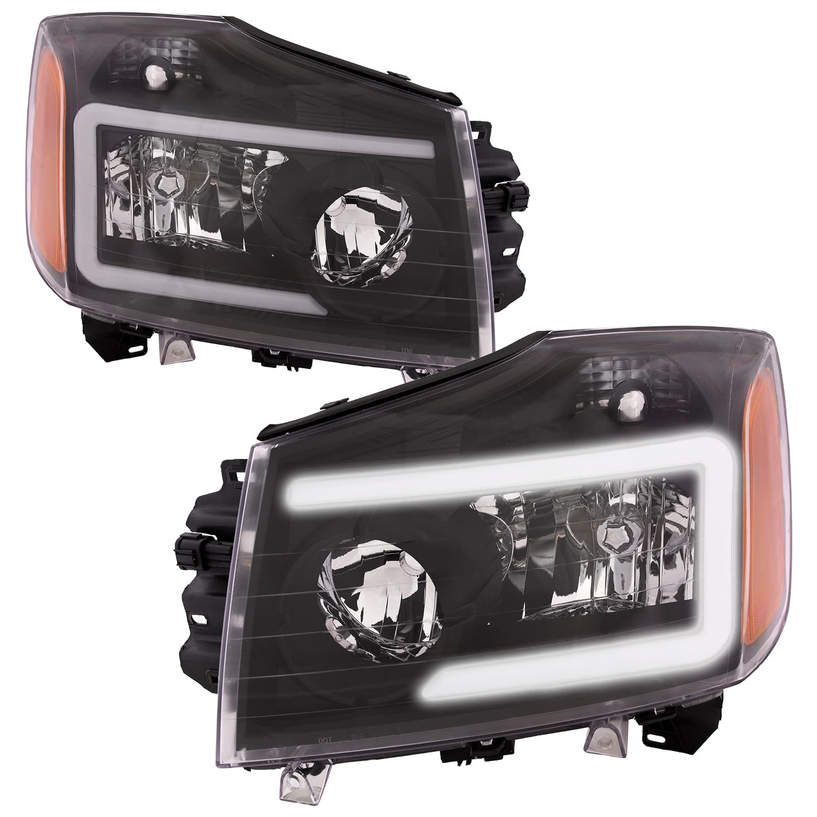 2004-2015 Nissan Titan Headlights Depot 04-15 Nissan Titan Performance Headlights (Set; LED DRL; Black)