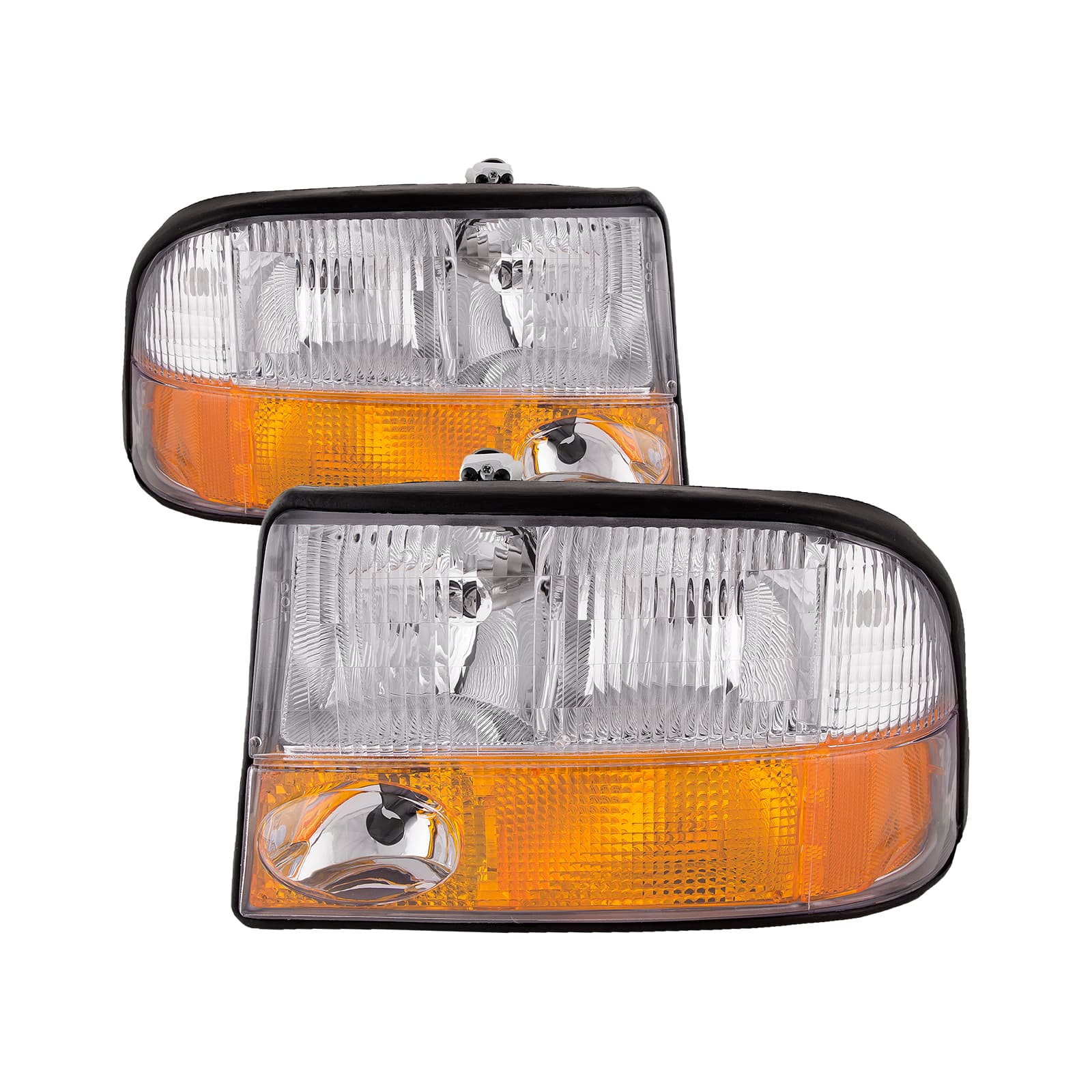 1998-2004 GMC Sonoma/ 1998-2001 GMC Jimmy Oldsmobile Bravada Headlights Set Halogen w/ Fogs Pair Assembly