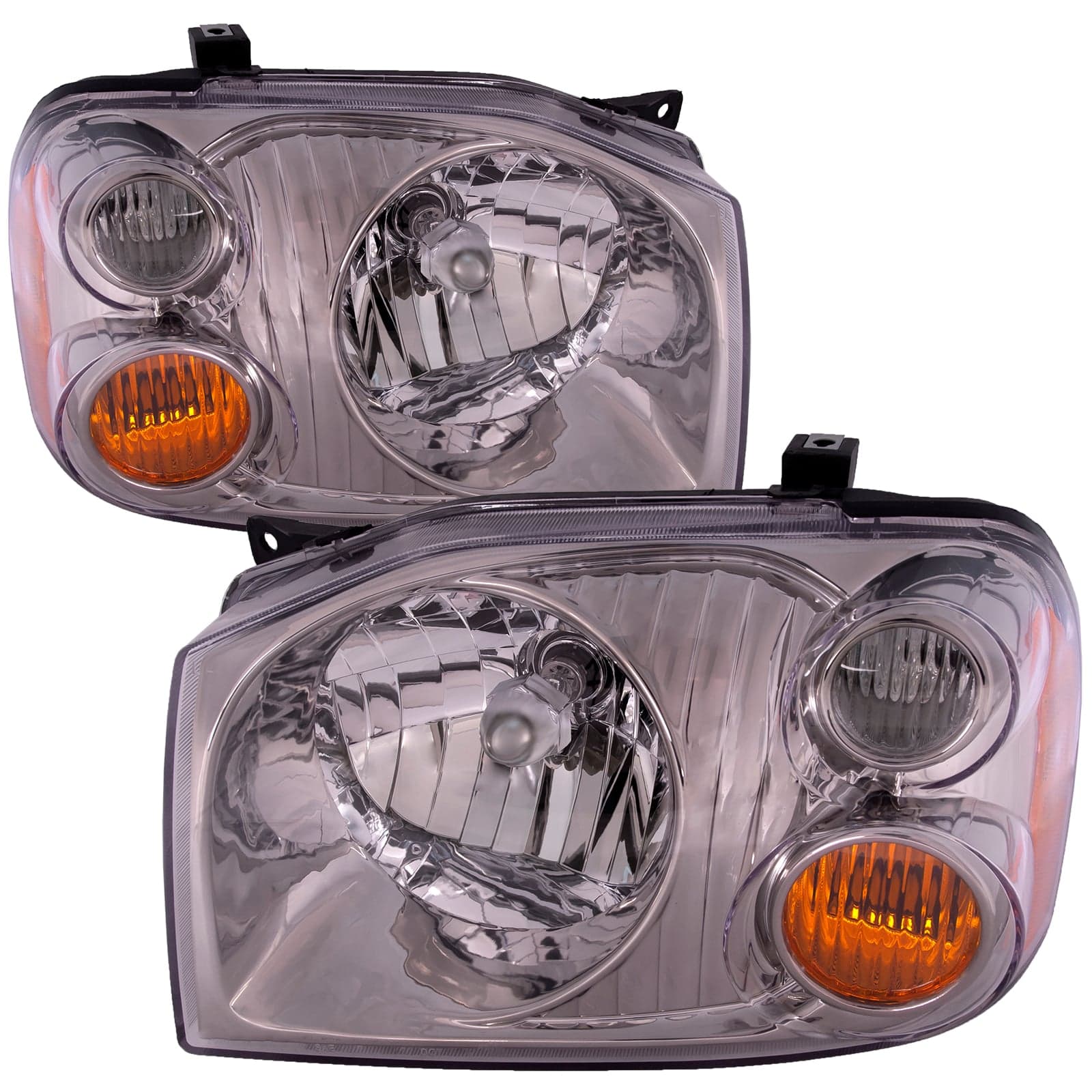 Headlights Set For Nissan Frontier SE SC SV 2001-2004 Halogen Headllamp With Chrome Housing