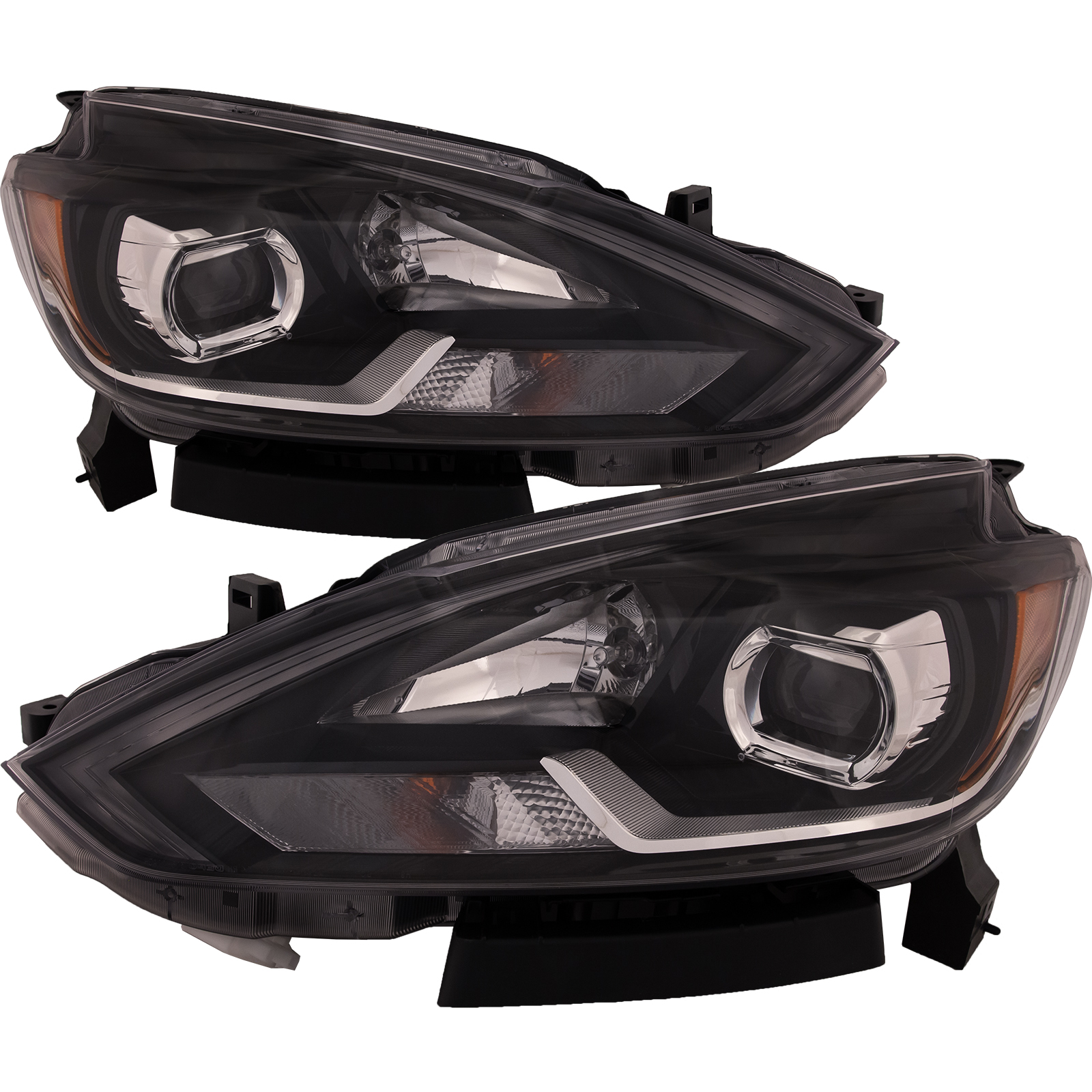 Headlights Set Fits Nissan Sentra 16-17 Pair CAPA Certified LED Headlamps