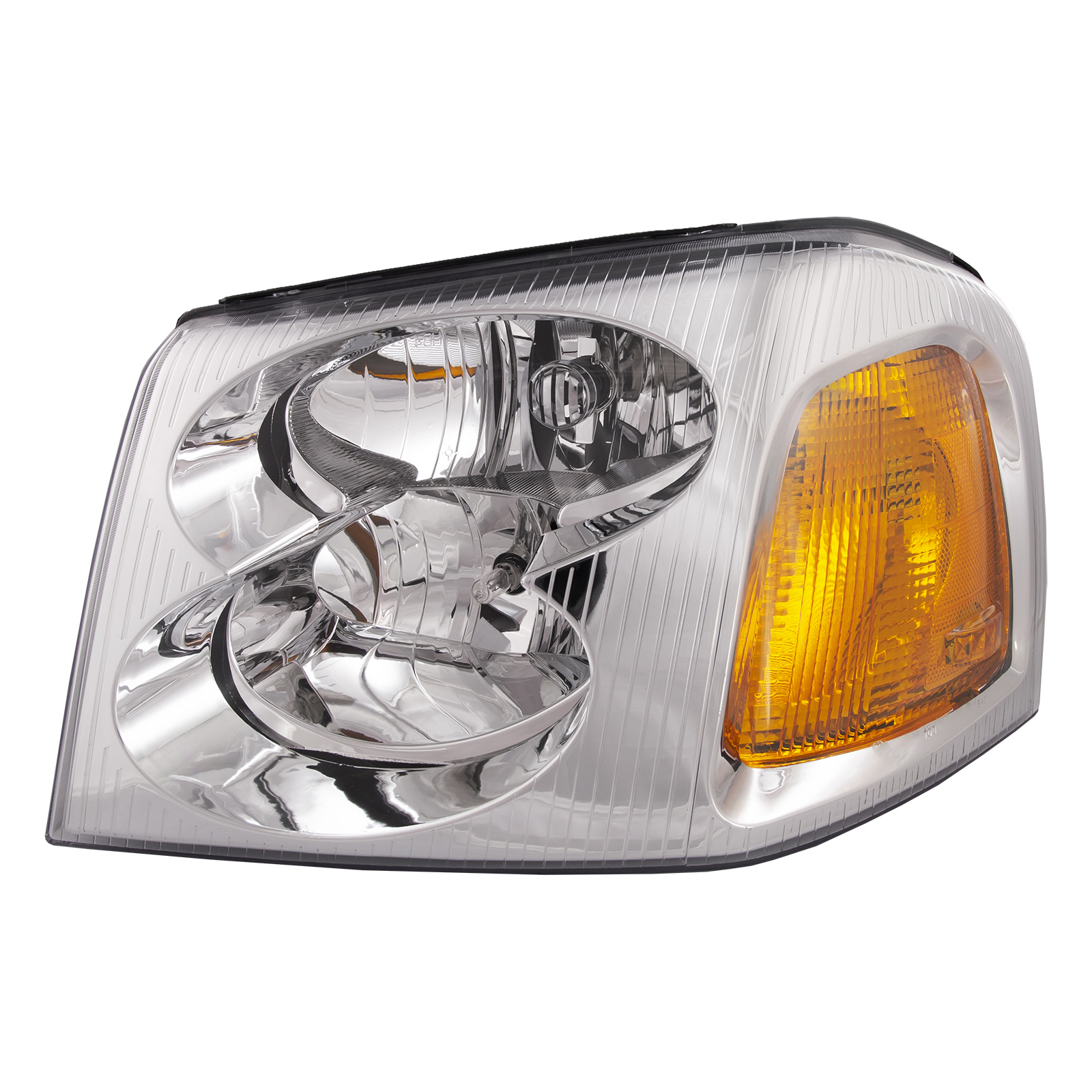 Headlight Compatible with GMC Envoy 2002-2009 Chrome Left Driver Side Halogen Headlamp Assembly