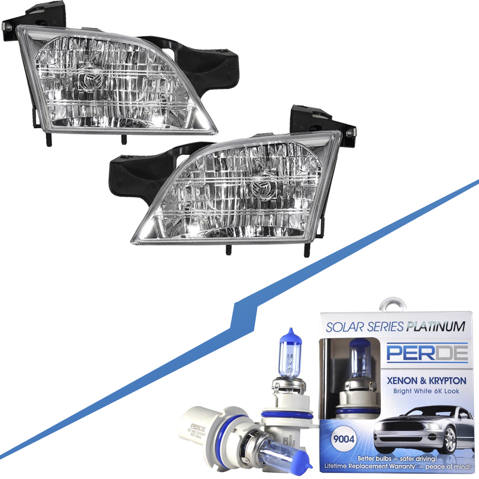 Halogen Headlights Set w/Xenons Driver Left Passenger Right Pair Fits 1997-2005 Venture/Montana/Silhouette/TransSport