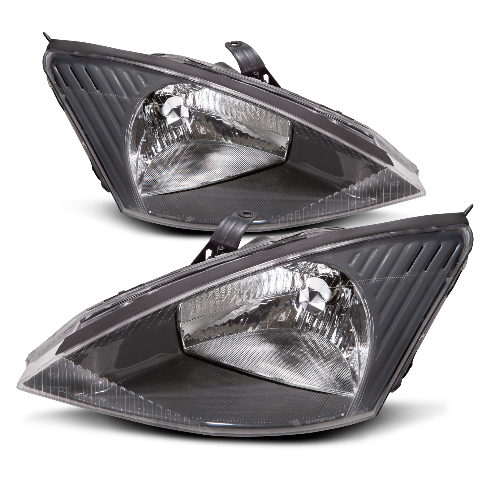 2003-2004 Ford Focus Headlights Set Halogen w/Gray Bezel Driver Left Passenger Right Pair Fits 2003-2004 Ford Focus