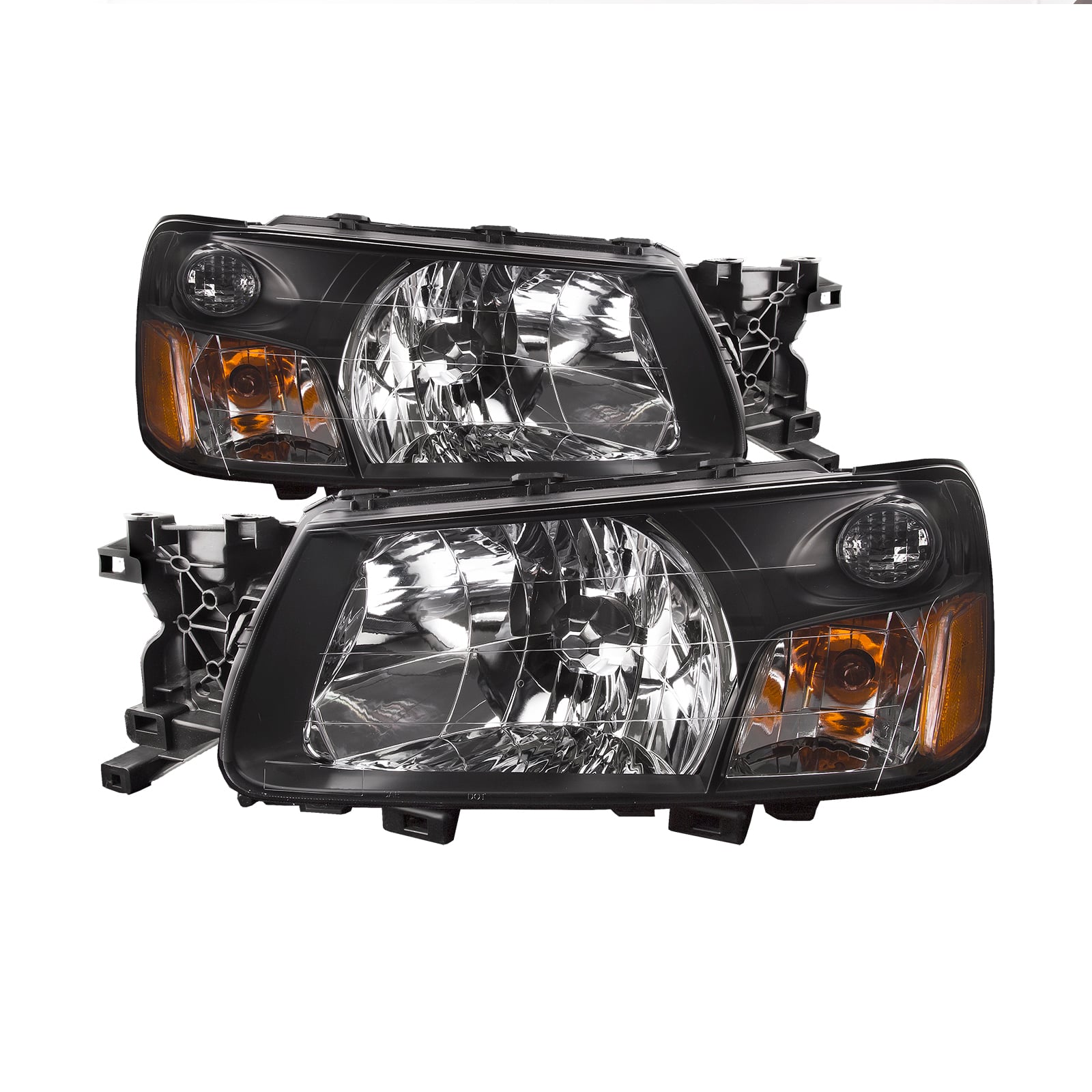 Headlight Fits Subaru Forester 2003-2004 Includes Left Driver and Right Passenger Side Chrome Housing Halogen Headlamps