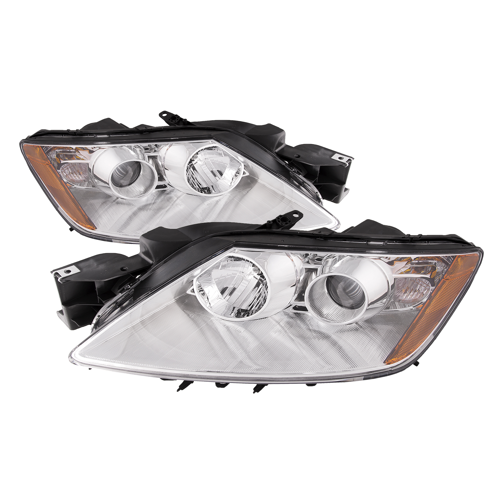 2007-2011 Mazda CX-7 PERDE Projector Headlight Set Fits 2007-2011 Mazda CX-7 Chrome Housing With Factory-Equipped Halogen Headlamps