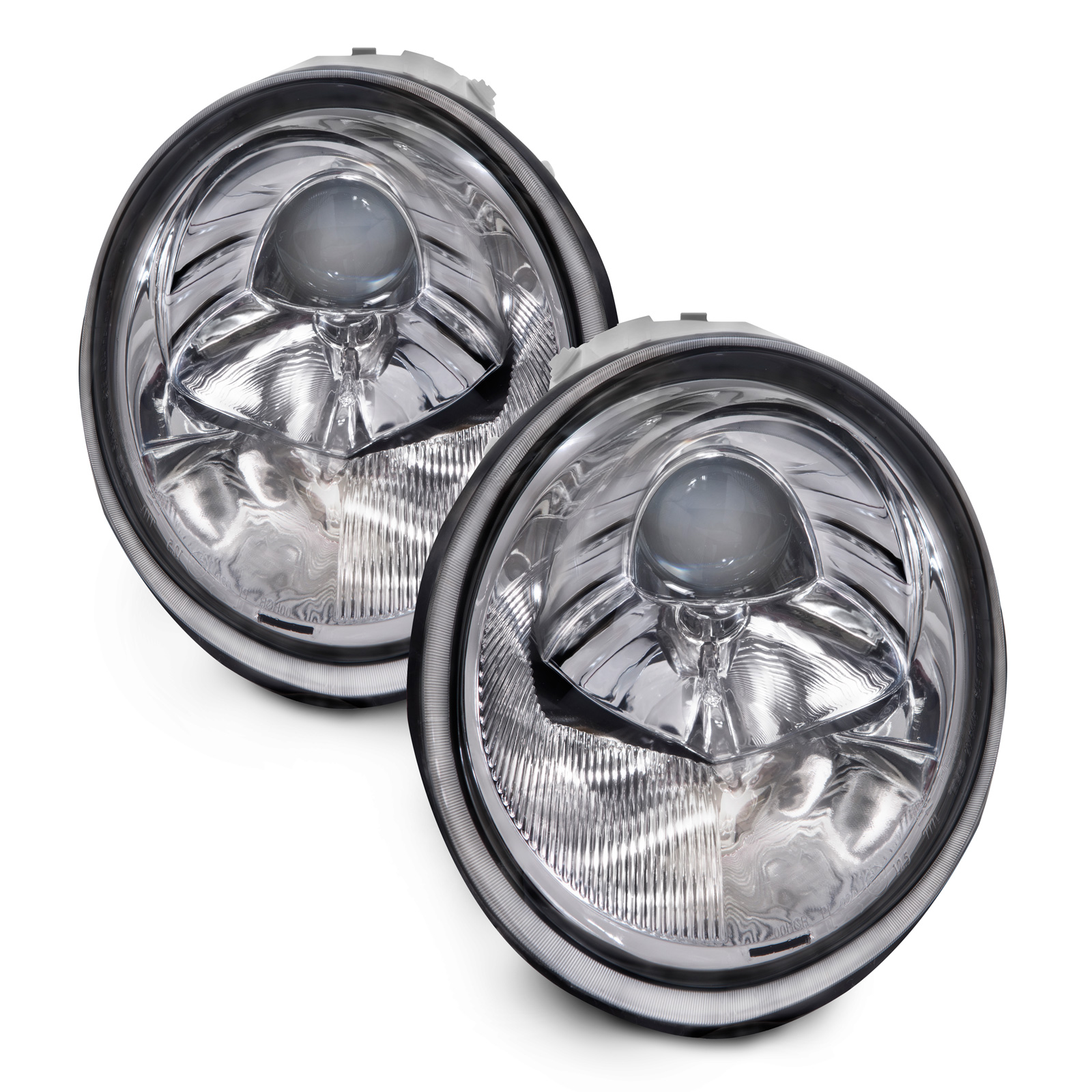 Headlights Fits Volkswagen Beetle 1998-2005 Includes Left Driver and Right Passenger Side Chrome Housing Halogen Headlamps