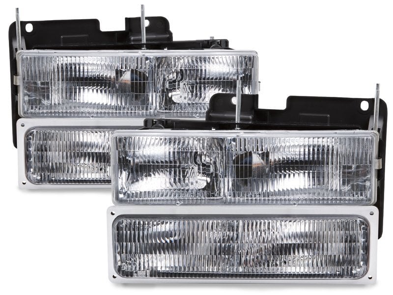 1994-1999 Chevrolet Truck Headlight 4-Piece Stock Style Set Fits 1994-1999 Chevrolet Truck Halogen Chrome
