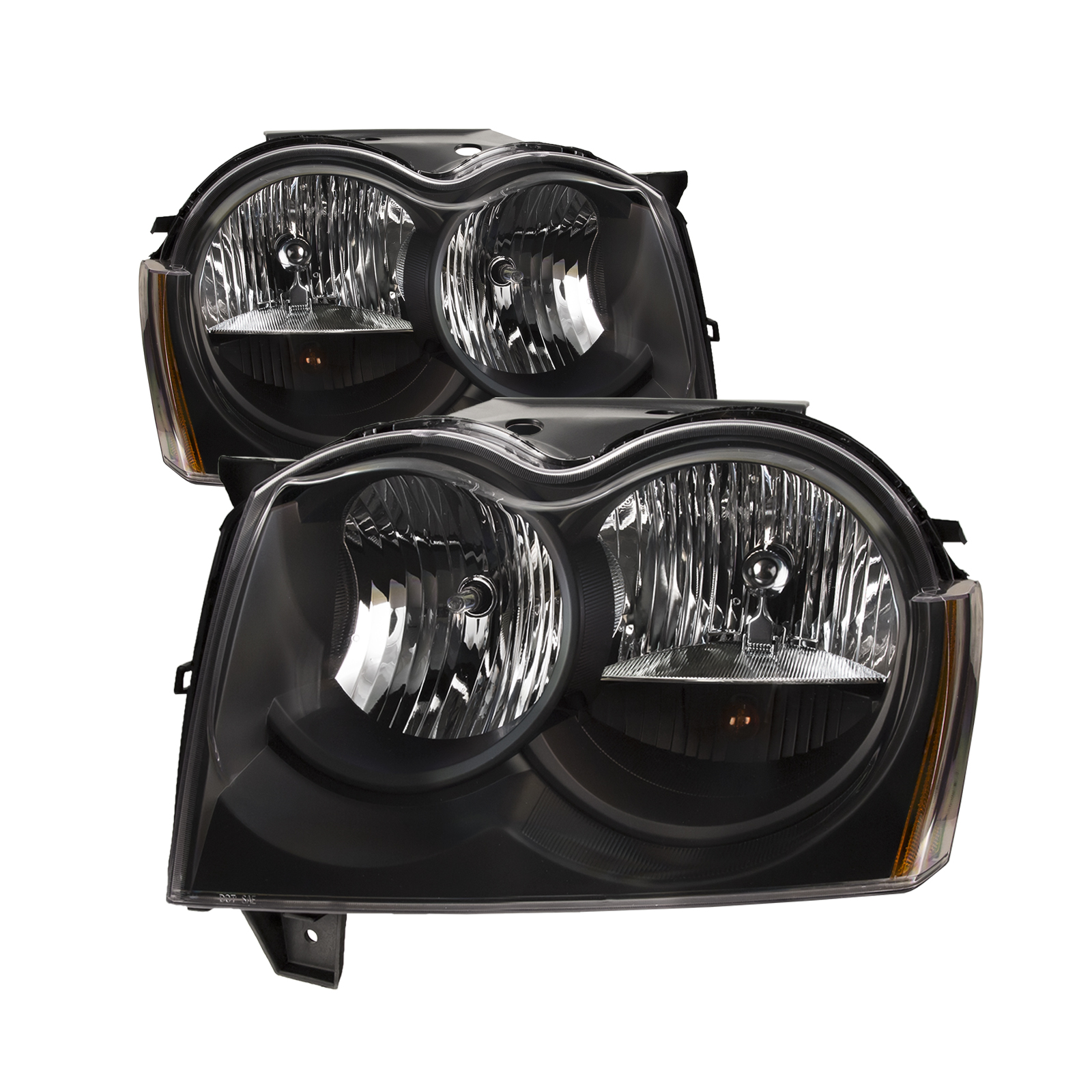 2005-2007 Jeep WK Grand PERDE 05-07 Jeep WK Grand Cherokee OE Style Headlights (Set; Halogen; Black)
