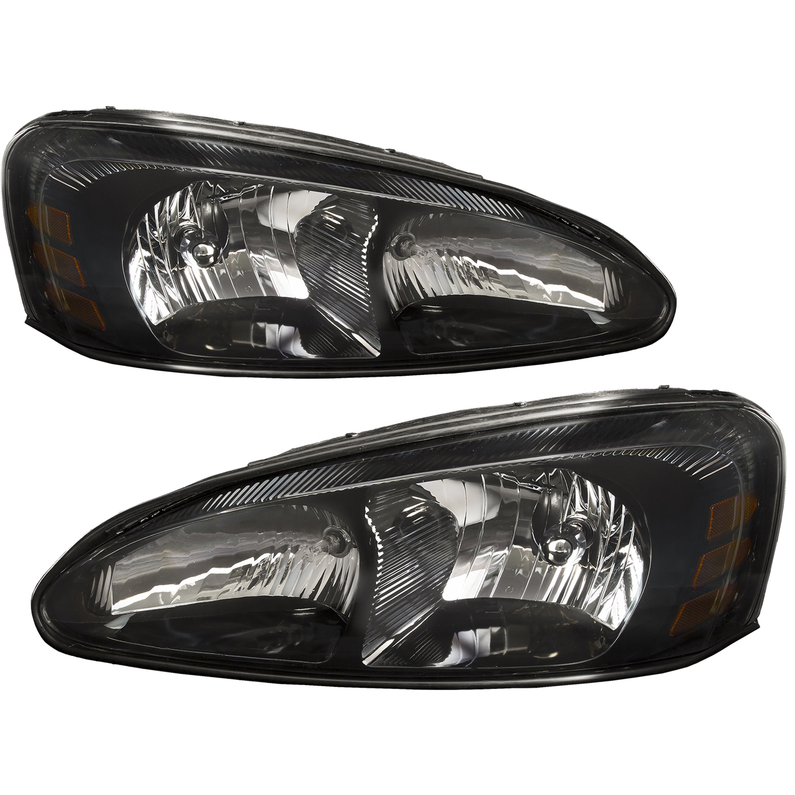 Headlights Fits Pontiac Grand Prix 2004-2008 Includes Left Driver and Right Passenger Side Black Housing Halogen Headlamps