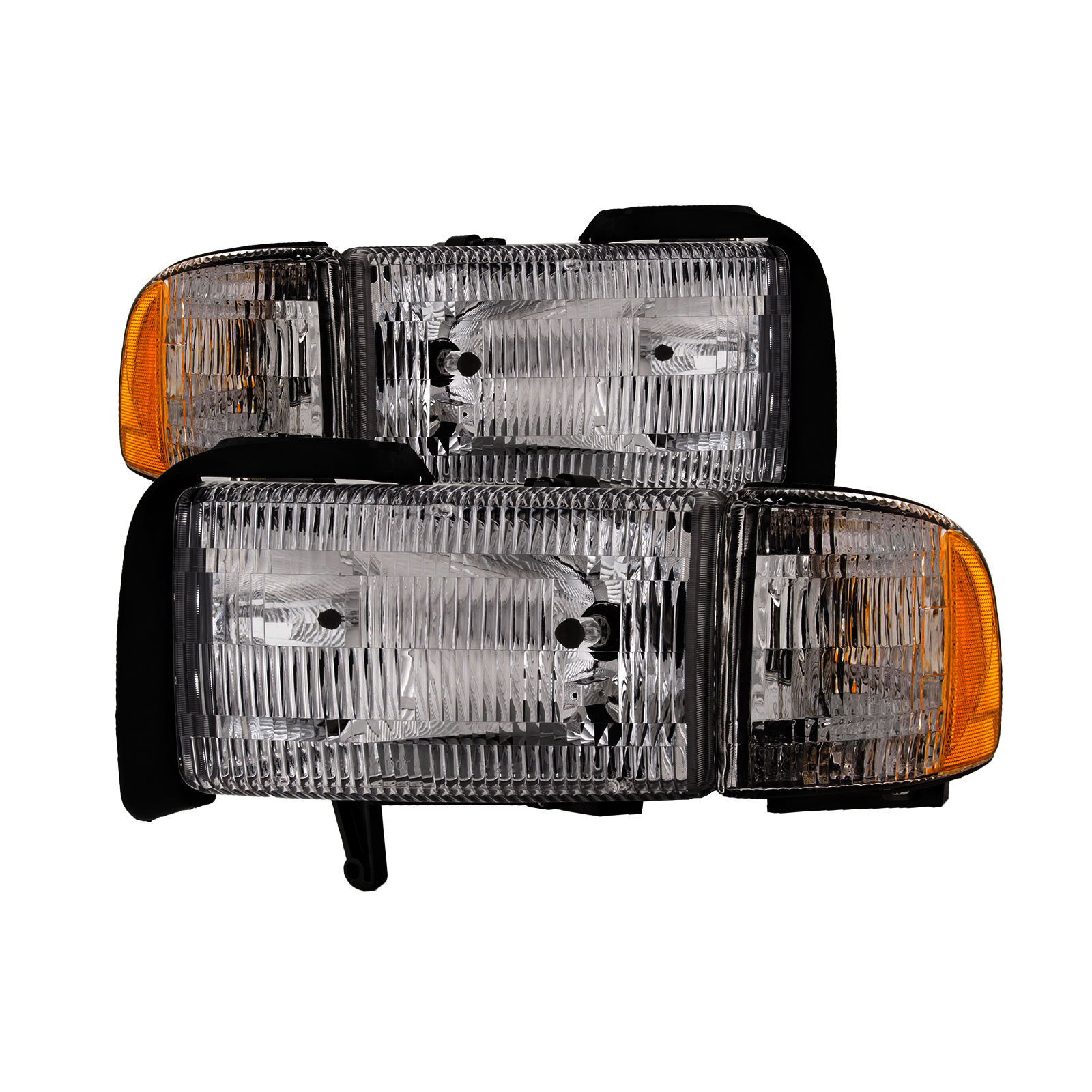 1994-2002 Dodge Ram PERDE 94-02 Dodge Ram Non-Sport Performance Headlights (Set; Fluted Lens; Smoked Lens)