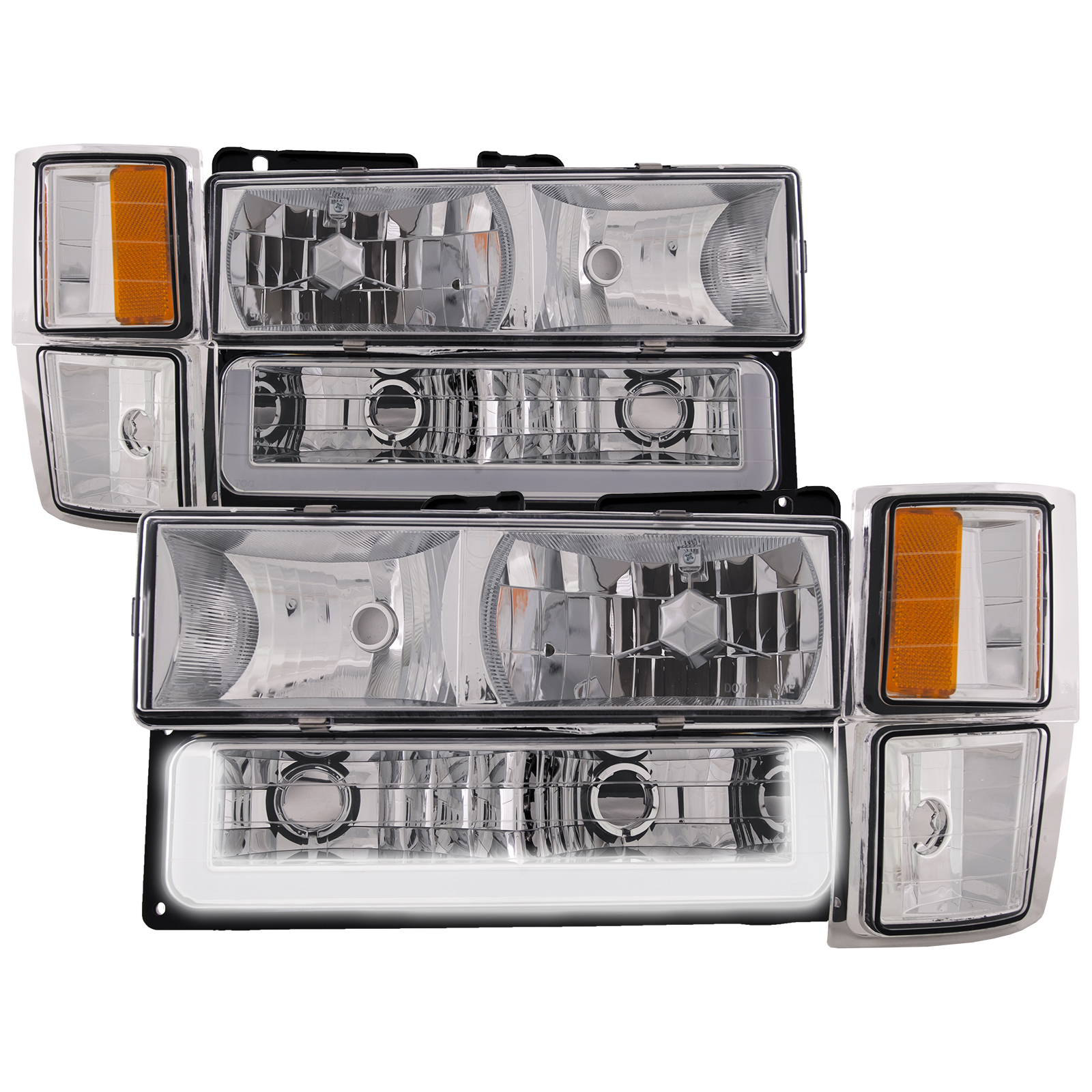 1988-1993 GMC Sierra Headlights Depot 88-93 GMC Sierra / Yukon Performance Headlights (Set; LED DRL; Chrome)