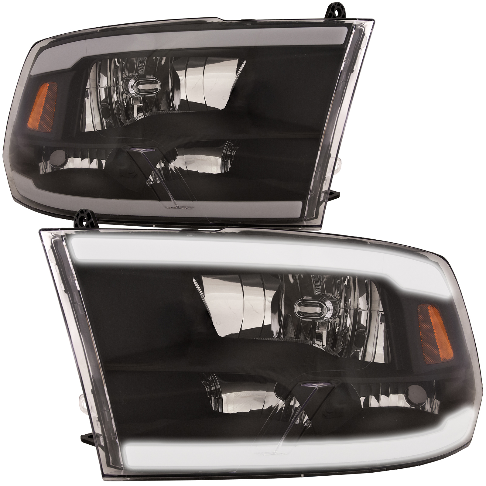2009-2018 Dodge Ram Headlights Depot 09-18 Dodge Ram Performance Headlights (Set; LED DRL; Black)