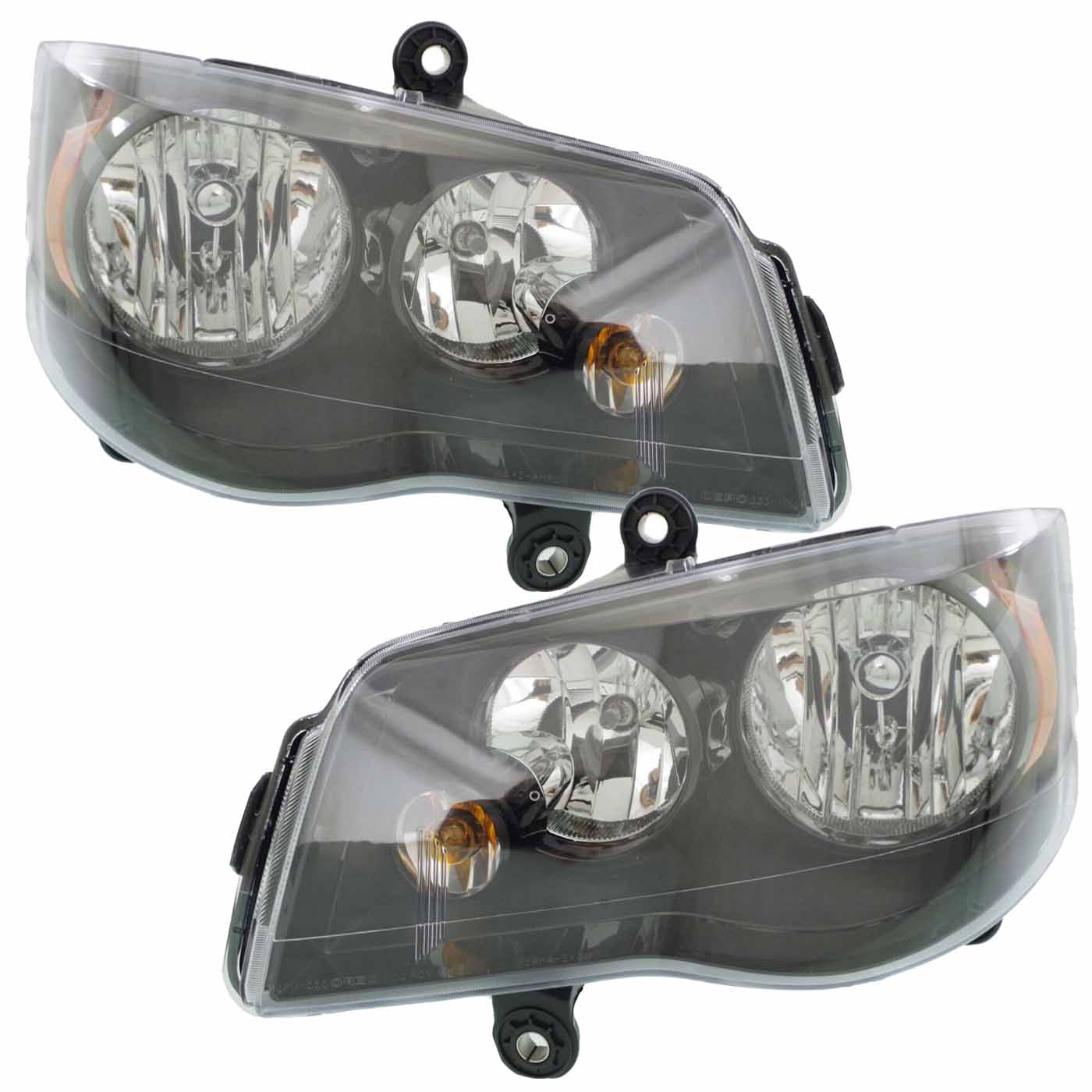 Headlights Set Fits Chrysler Town & Country 14-16 Pair Halogen