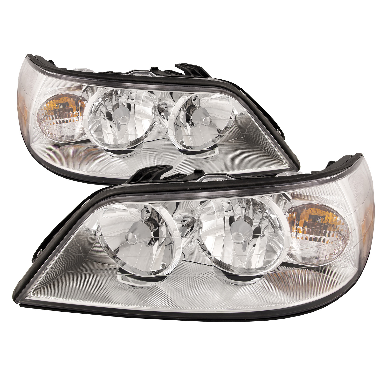 2005-2011 Lincoln Town Car Headlight Set Halogen Chrome Sedan Fits 2005-2011 Lincoln Towncar