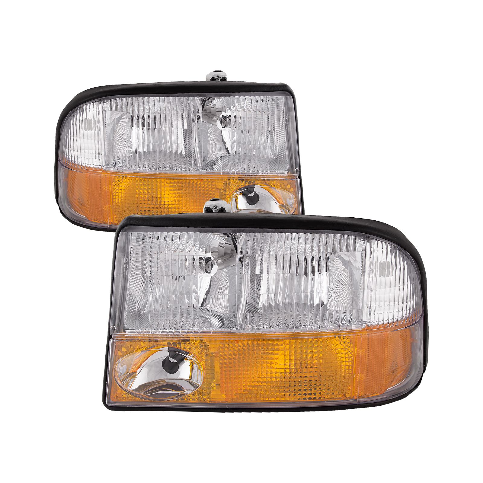1998-2004 GMC Sonoma/ 1998-2001 GMC Jimmy Oldsmobile Bravada Headlights Set Halogen w/ Fogs Pair Assembly