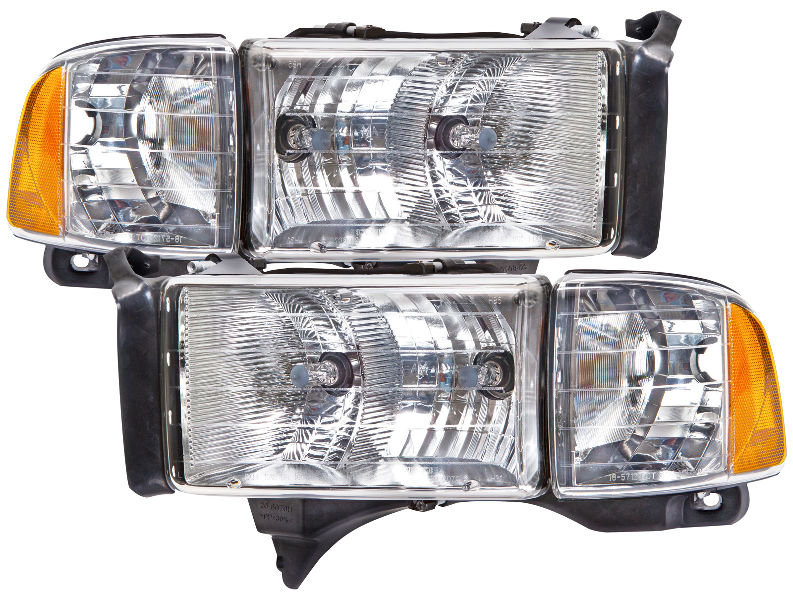 1999-2001 Dodge Ram Headlights Halogen Chrome Set Driver Left Passenger Right Pair Fits 1999-2001 Dodge Ram 1500/1999-2002 Ram 2500 3500