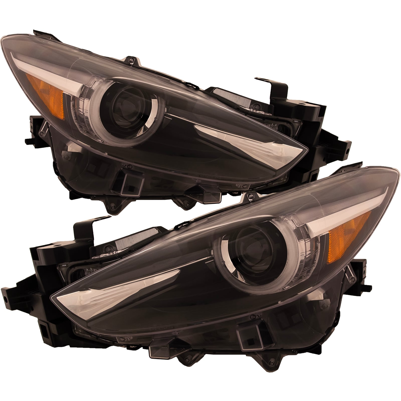 2017-2018 Mazda Mazda3 Headlights Set Fits 17-18 Mazda 3 Pair CAPA Certified LED Lamps Black